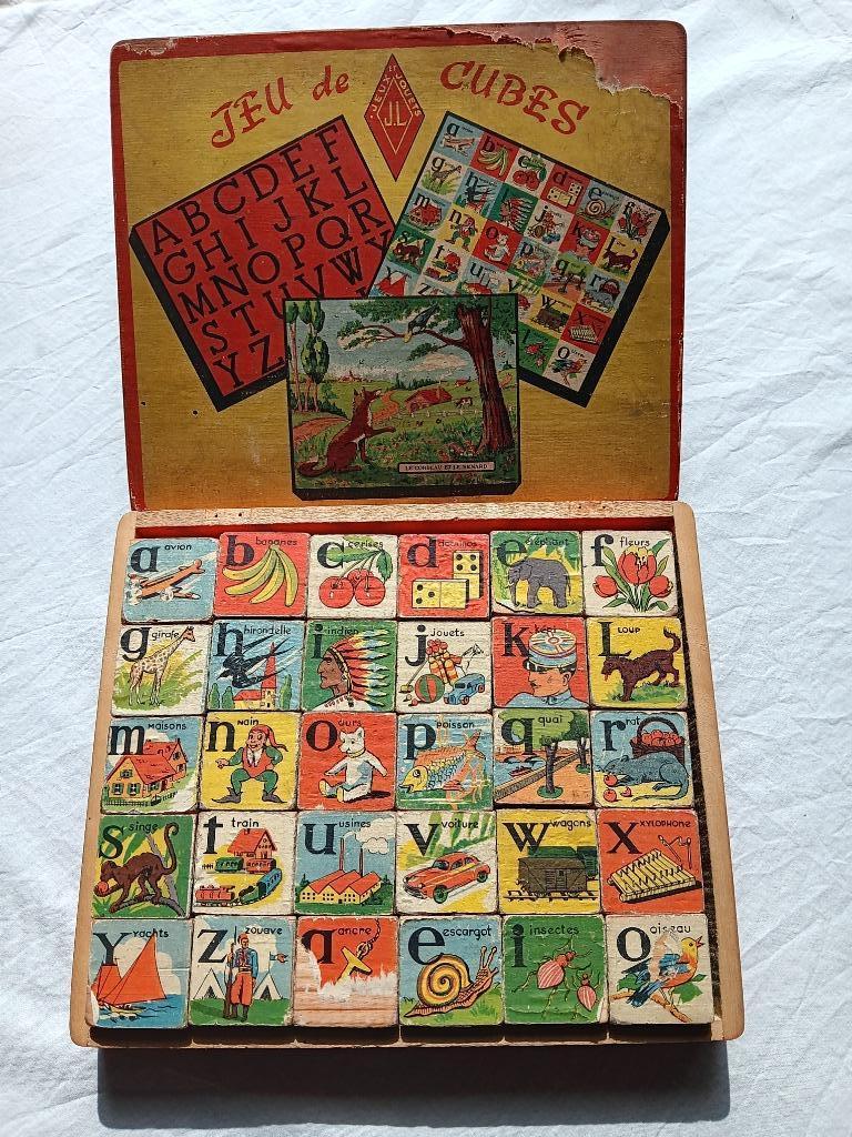 Vintage Franse lithografische blokpuzzel, ca. 1950, Enlèvement ou Envoi