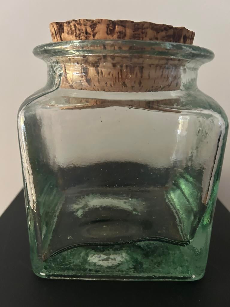 Bocal, couvercle en liège. Gratuit à l'achat. H15cm, 12x12, Maison & Meubles, Enlèvement, Utilisé