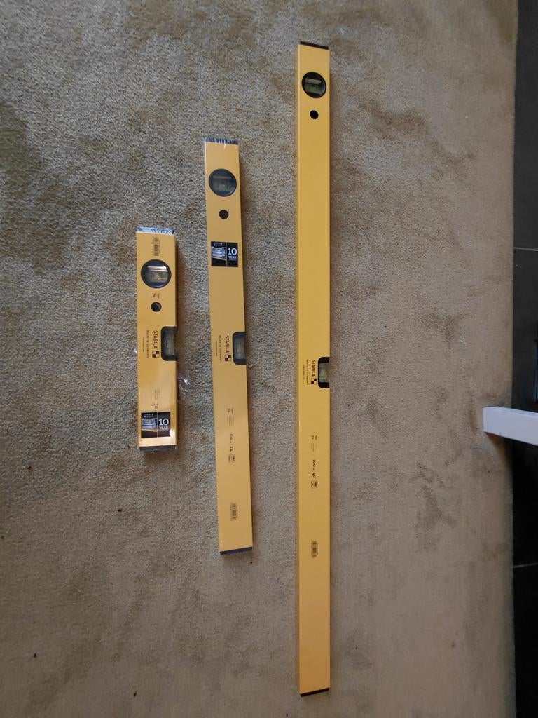Set 3 Niveaux STABILA Pro (100, 60, 30 cm) - NEUF, Comme neuf, Distance