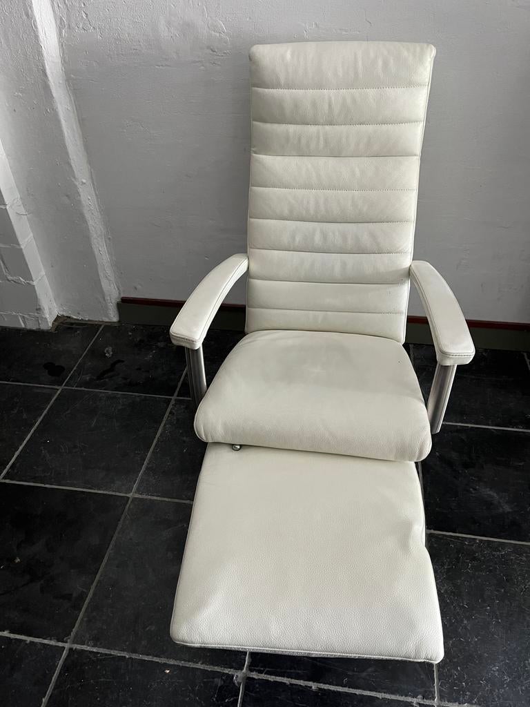 Relax wit leer, Huis en Inrichting, Ophalen, Zo goed als nieuw, Leer