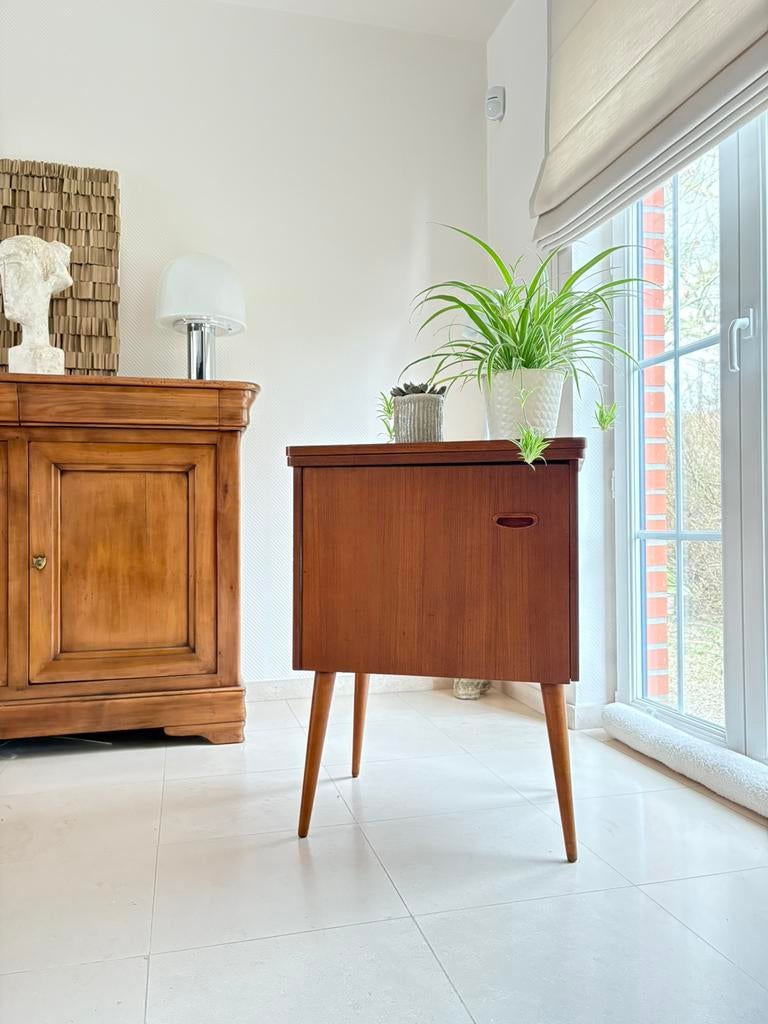 Scandinavische vintage teakhouten - dressoir - barmeubel, Ophalen, Zo goed als nieuw