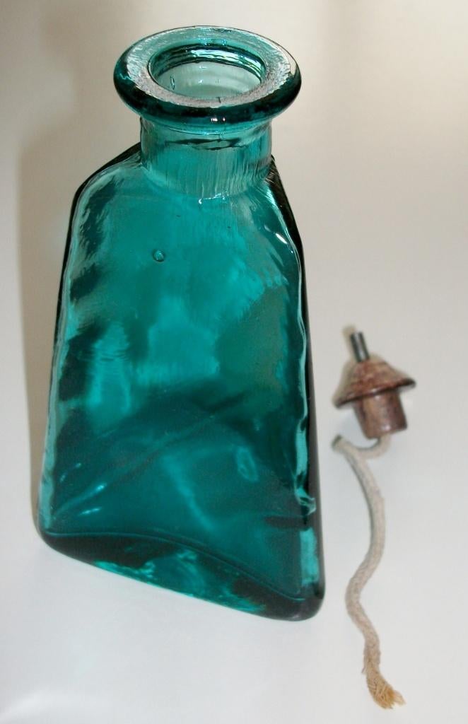 Te koop: Nieuw! Leuk glazen blauw/groen olielampje., Nieuw, Ophalen of Verzenden, Glas, Overige typen