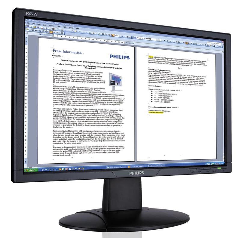 Philips LCD monitor 200VWS8, Computers en Software, Monitoren, Ophalen, Gebruikt, Overige typen, Overige resoluties