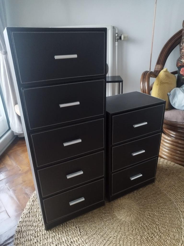 1 colonne 5 tiroirs et 1 colonne 3 tiroirs effect cuir, Maison & Meubles, Enlèvement, Comme neuf