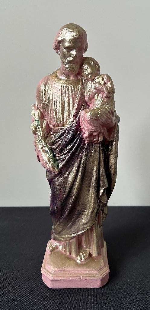 Statue spéciale : Joseph et Jésus - 30,50 cm - Plâtre, Antiquités & Art, Antiquités | Objets religieux, Enlèvement ou Envoi