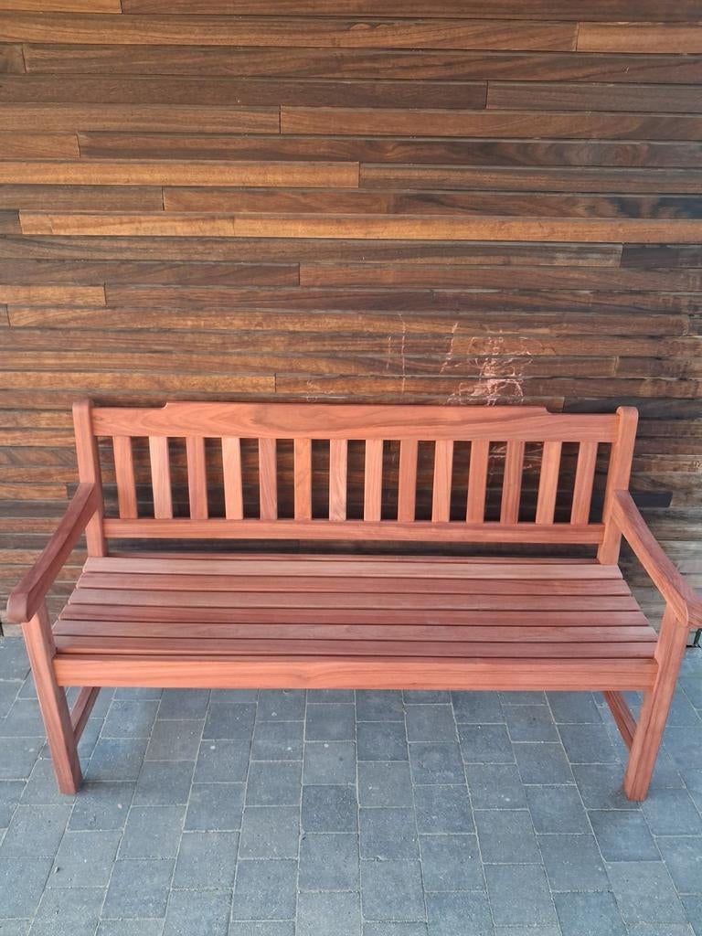 Tuinbank van padouk, lengte 1.55M, Ophalen, Nieuw, Hout