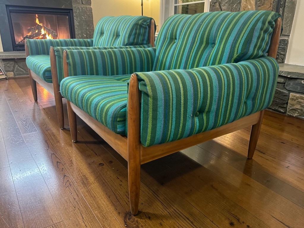 ensemble de 2 sièges/fauteuils scandinaves vintage en bois, Enlèvement