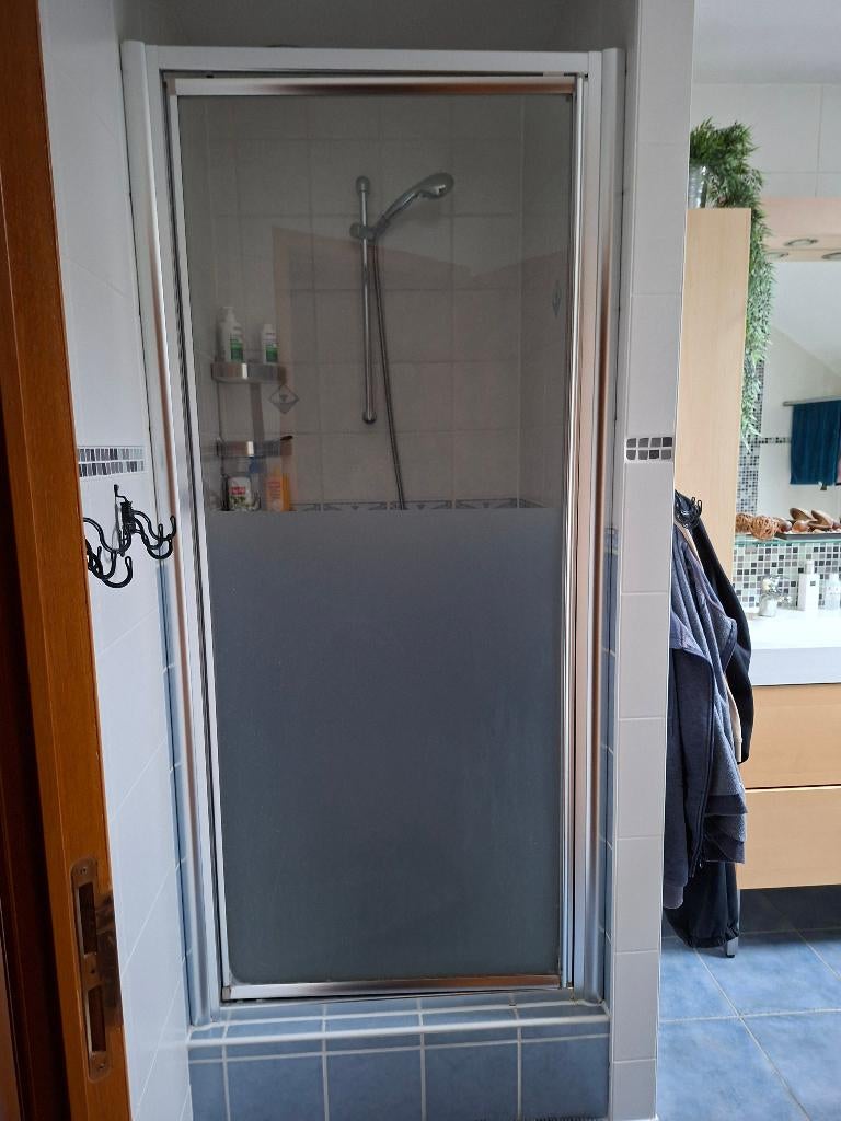Porte de douche pivotante 90 cm, Alu gris, Enlèvement, Utilisé, Douche