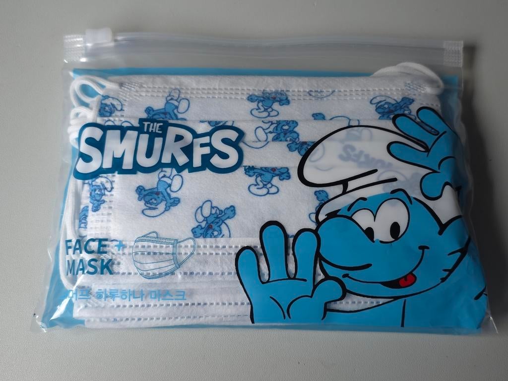 Paquet 10 masques chirurgicaux pour enfant schtroumpf, Collections, Schtroumpfs, Envoi, Neuf, Différents Schtroumpfs, Autres types
