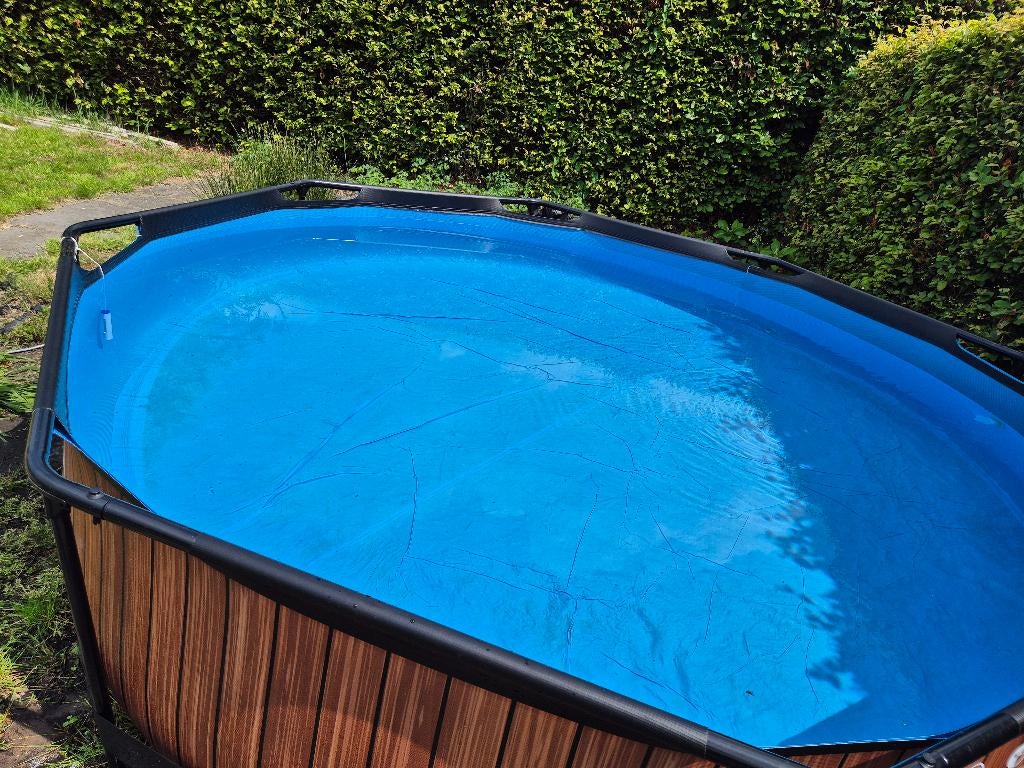 EXIT Wood zwembad ø300x76cm met filterpomp - bruin, Ophalen, Gebruikt, Minder dan 80 cm, Rond