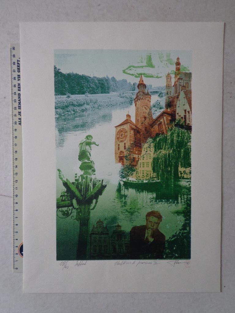 zeefdruk Veerle Rooms "Lier en Felix Timmermans  uit 2001, Antiek en Kunst, Kunst | Litho's en Zeefdrukken, Ophalen of Verzenden