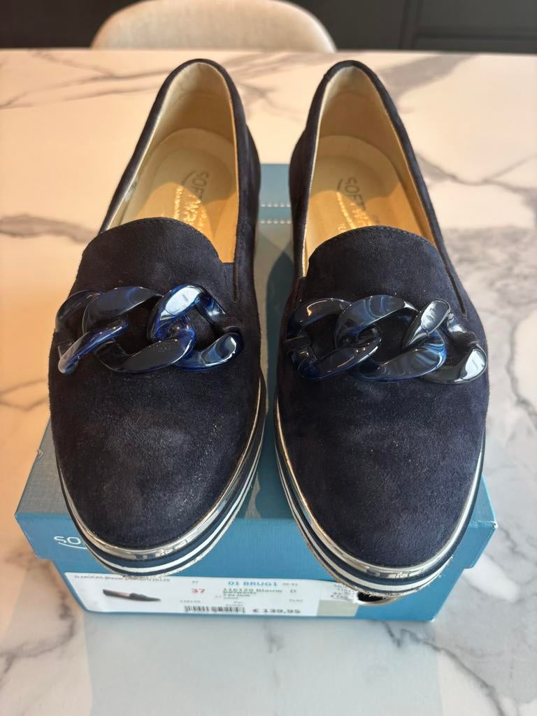 Donkerblauwe damesschoenen Softwaves stijl loafers maat 37, Verzenden, Blauw