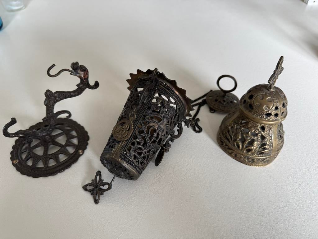 Hanger voor theelichtje, Antiek en Kunst, Ophalen, Brons