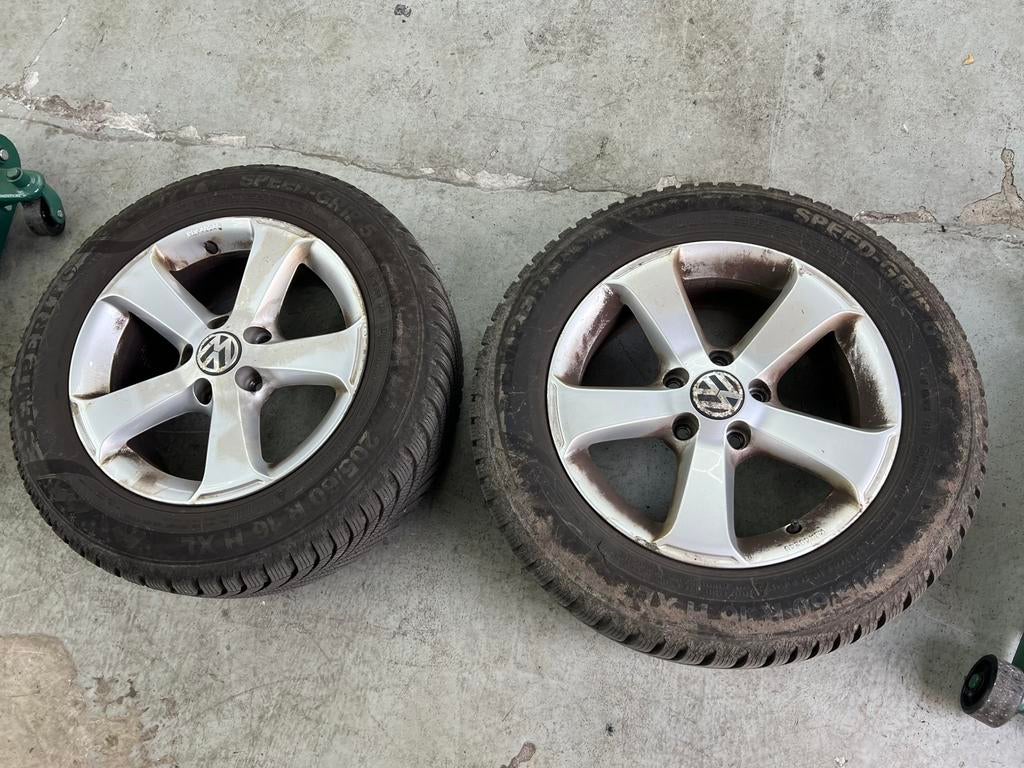 4 wielen 205/60R16H XL Wielen met winterbanden, Ophalen, Gebruikt, 16 inch, Band(en)