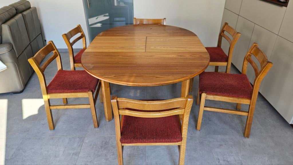 Salle à manger 70s' - Table et 6 chaises - Style scandinave, Enlèvement, Utilisé, Scandinave, 6 à 8 chaises