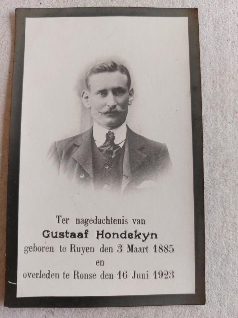 Bidprentje 1885-1923 Ruien-Ronse, Verzamelen, Ophalen of Verzenden, Bidprentje