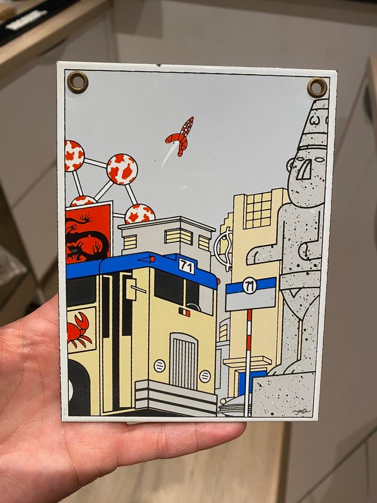 Émaillerie belge - Petite plaque thème Tintin, Collections, Enlèvement ou Envoi, Tintin