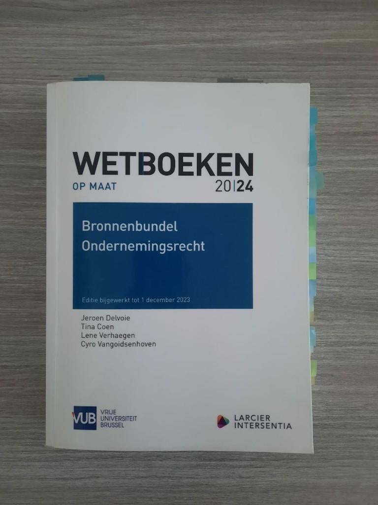 Wetboek ondernemingsrecht 2024 VUB, Boeken, Studieboeken en Cursussen, Ophalen of Verzenden, Zo goed als nieuw, Hoger Onderwijs