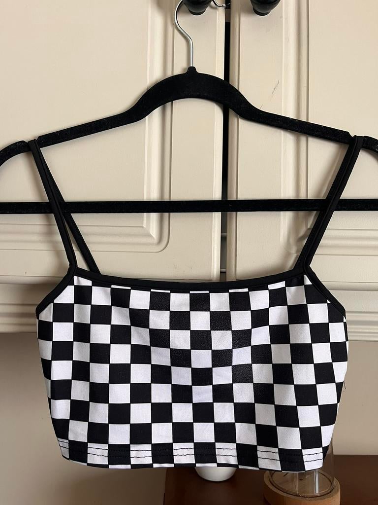 90's look topje / dambord / retro look, Ophalen of Verzenden, Zo goed als nieuw, Maat 36 (S)