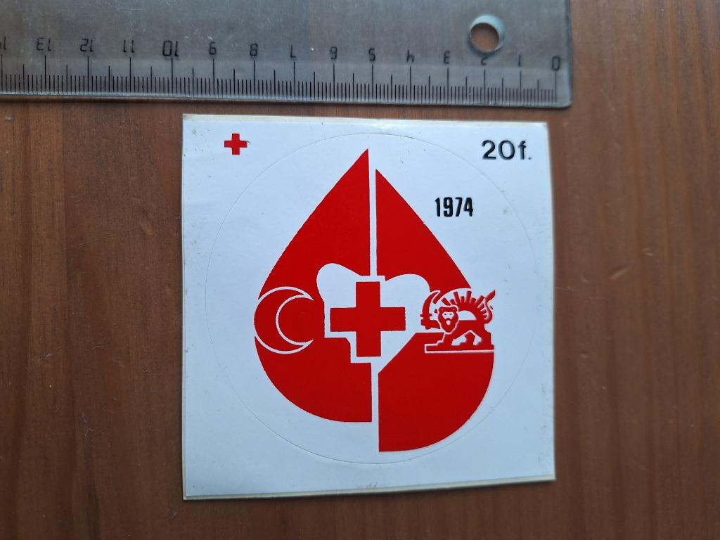 Sticker Rode kruis 1974, Verzamelen, Ophalen of Verzenden, Gebruikt, Overige typen
