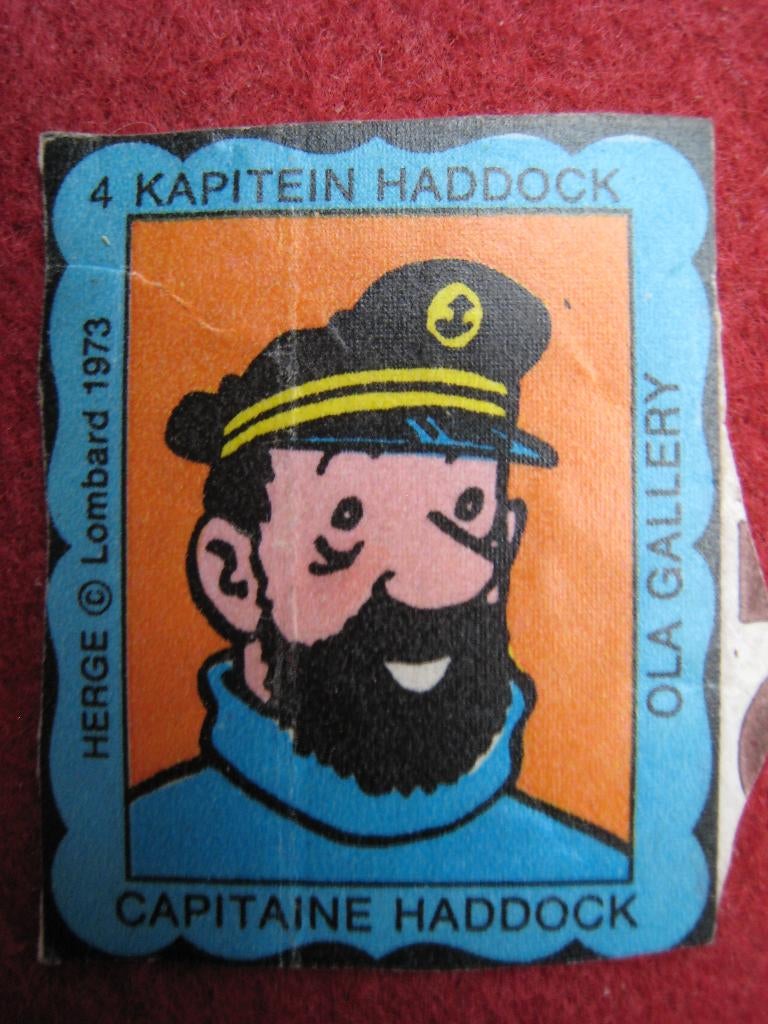 Strip stickers OLA Gallery NR 4 Kapitein Haddock 1973, Verzenden, Gebruikt, Strip of Tekenfilm