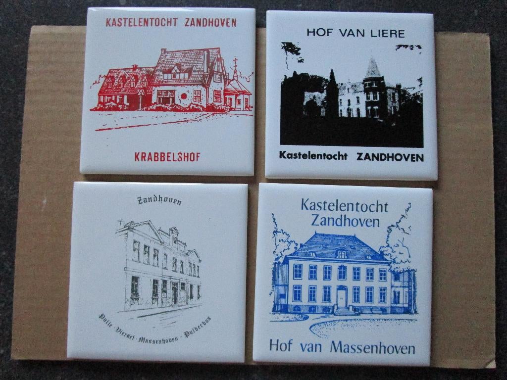 4 tegeltjes Zandhoven, Verzamelen, Overige Verzamelen, Nieuw, Ophalen of Verzenden