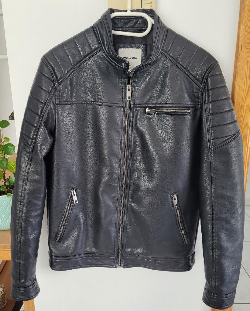 Jack & Jones zwarte mannenjas leder maat S, Kleding | Heren, Jassen | Zomer, Zwart, Ophalen of Verzenden, Zo goed als nieuw, Jack & Jones