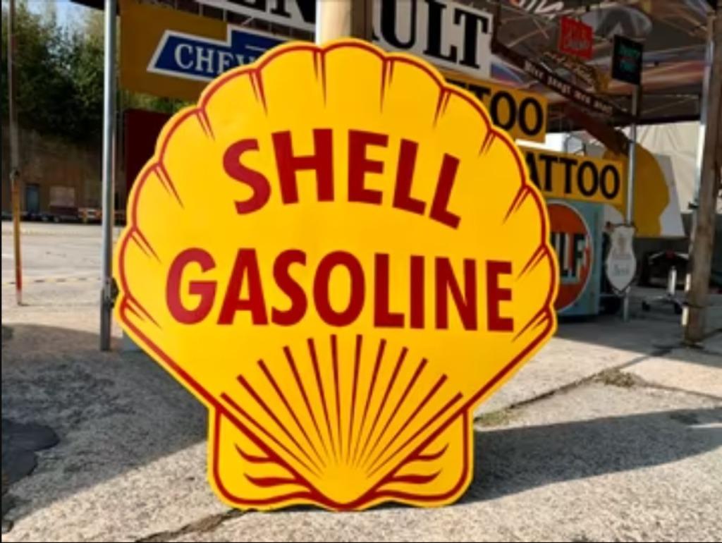 Panneau d'affichage SHELL GASOLINE, Collections, Marques & Objets publicitaires, Enlèvement, Utilisé, Panneau publicitaire