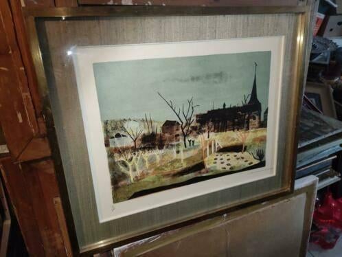 lithographie village signe raymond coumans, Antiek en Kunst, Kunst | Litho's en Zeefdrukken, Ophalen of Verzenden