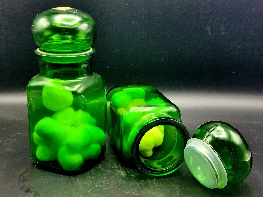 2 bocaux de rangement vintage en verre vert, Enlèvement