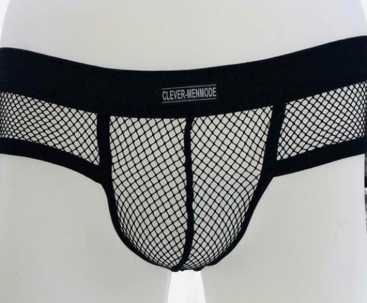 Transparante fishnet slip maat M, Verzenden, Zwart, Slip
