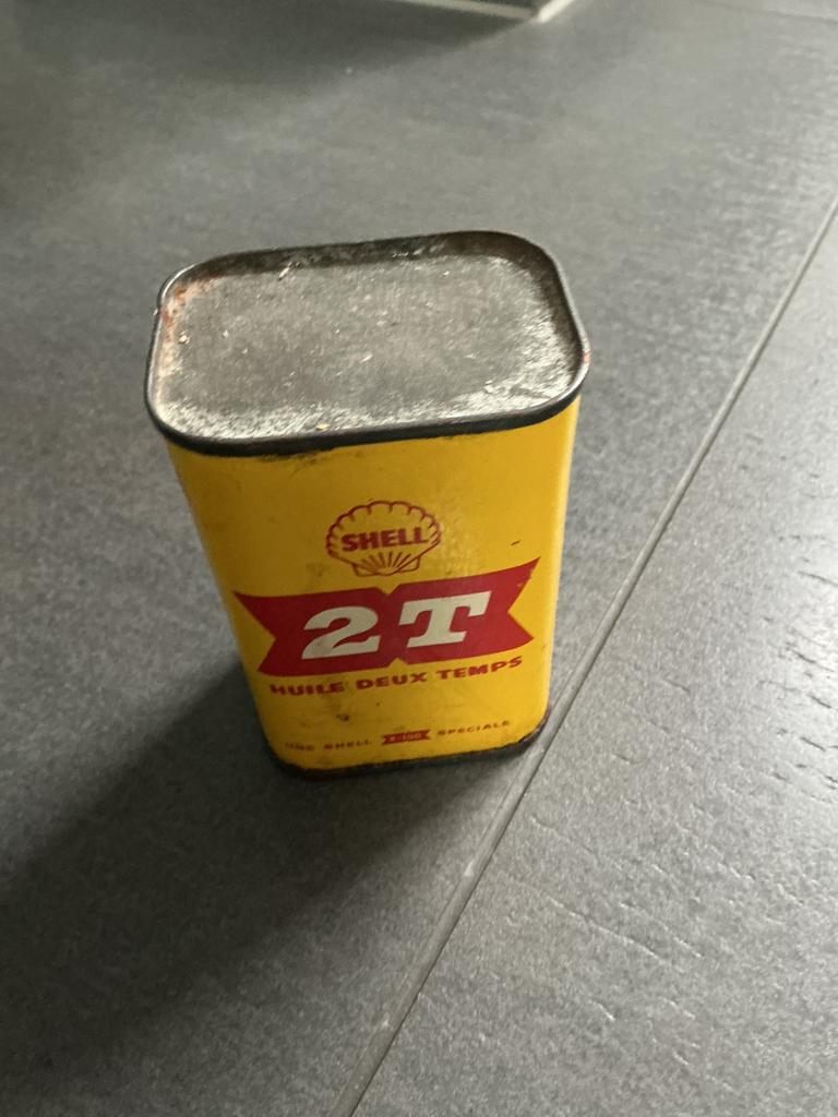 Vintage blikje Shell 2T twee-takt olie vol 1/4 L, Ophalen of Verzenden