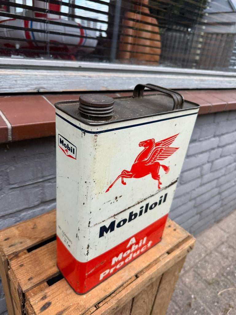Grand bidon d'huile Mobiloil de 5 litres, Collections, Enlèvement ou Envoi, Utilisé, Emballage