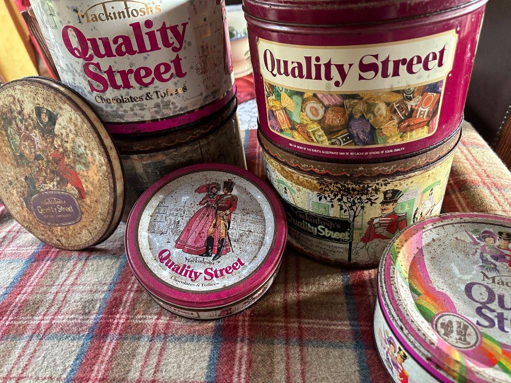 6 oude Mackintosh blikken dozen, Ophalen, Gebruikt, Overige, Overige merken