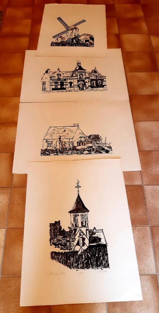 4 lithographies d'Abraham Frank, Sint Martens Latem, Enlèvement
