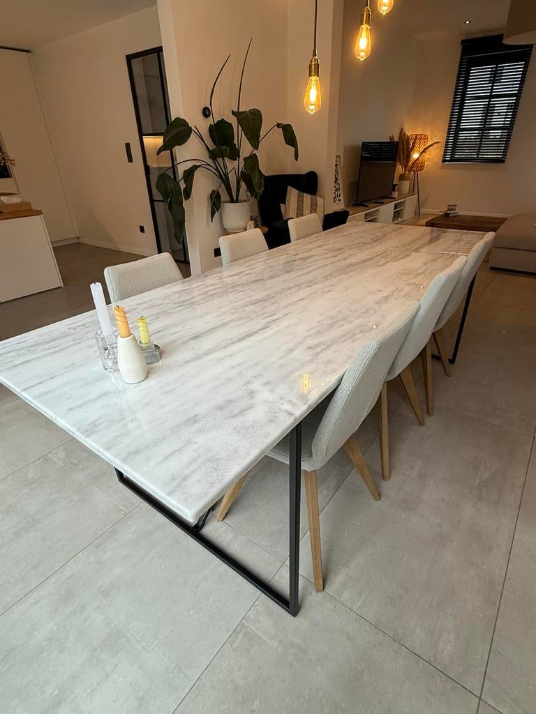 Eettafel marmer 240 x 90, Ophalen, Overige materialen, 200 cm of meer, 50 tot 100 cm