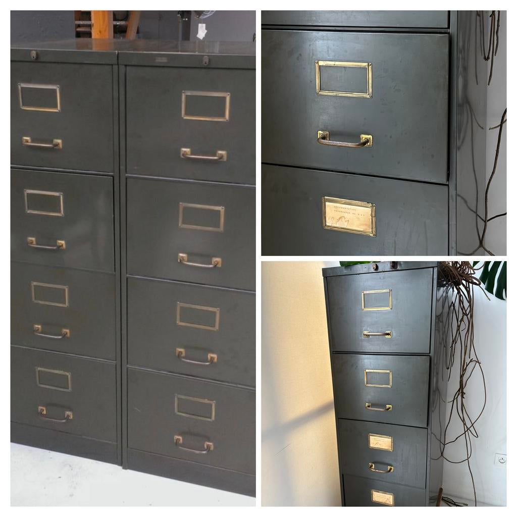 3x Ancien classeur armoire métal 4 tiroirs Dossierkast 50’s, Maison & Meubles, Armoires | Casiers, Enlèvement, Utilisé, Vintage en tres bon etat