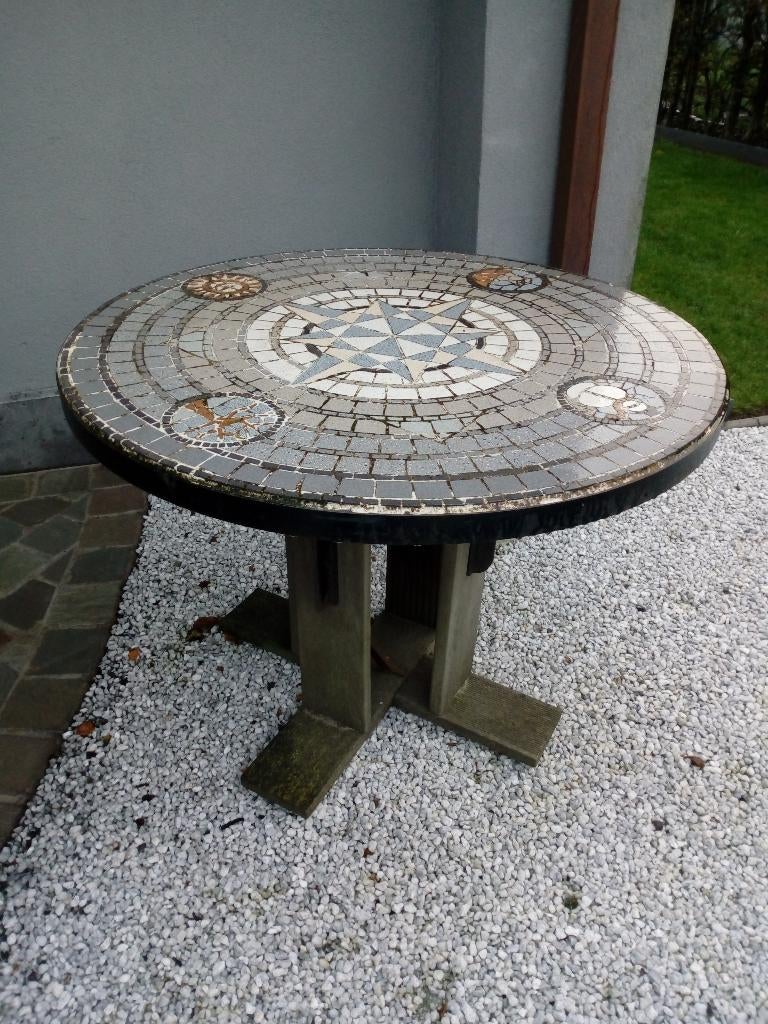 mozaiek tuintafel, Tuin en Terras, Ophalen, Gebruikt, Rond, Overige materialen