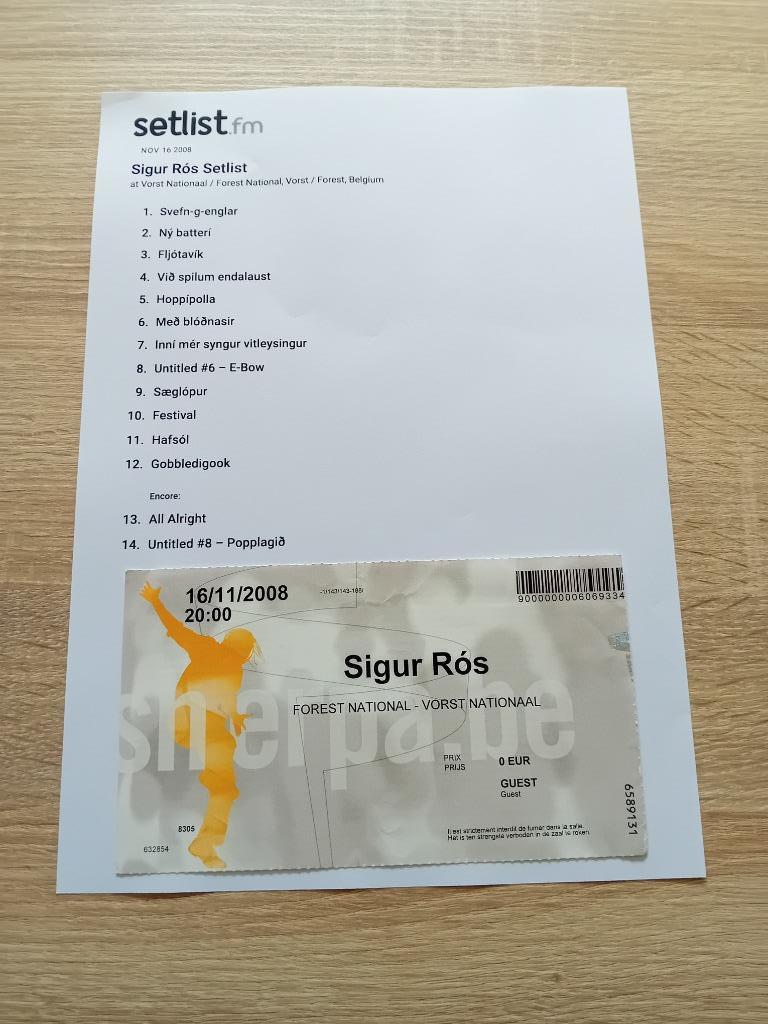 Ticket concert Sigut Ros Forest National Bruxelles 2008, Enlèvement, Utilisé, Autres types