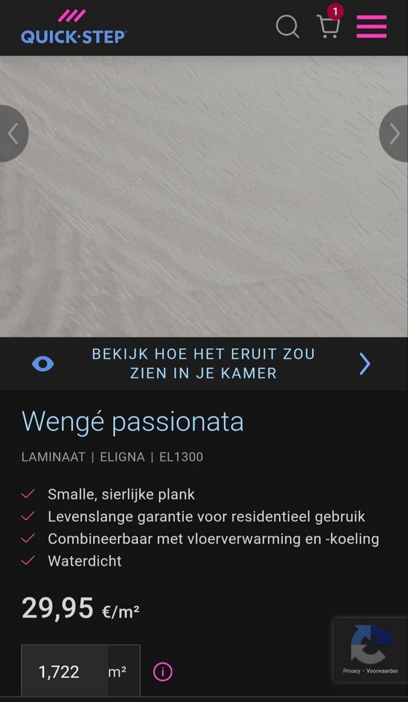 Quickstep laminaat eligna wengé passionata, Ophalen, 50 tot 150 cm, Nieuw, 10 tot 30 cm