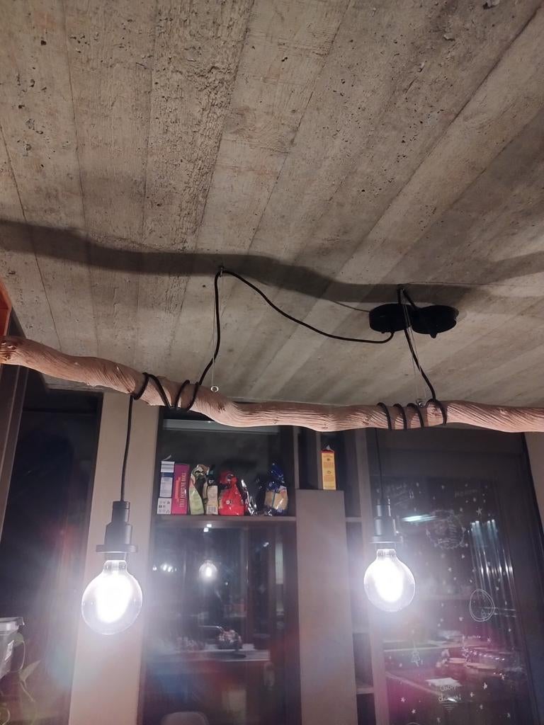 Lustre 2 ampoules bois, Enlèvement