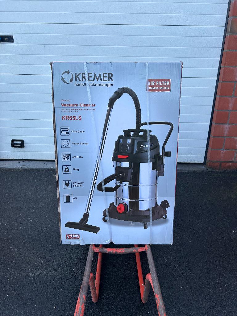 Nat en droog stofzuiger Kremer KR65LS, Elektronische apparatuur, Ophalen, Nieuw, 2000 watt of meer, Stofzuiger