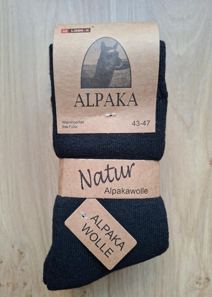 3 Paar Dunne Alpaka Wollen Sokken Maat 43-47 (Zwart), Verzenden, Zwart, Alpaka, Nieuw