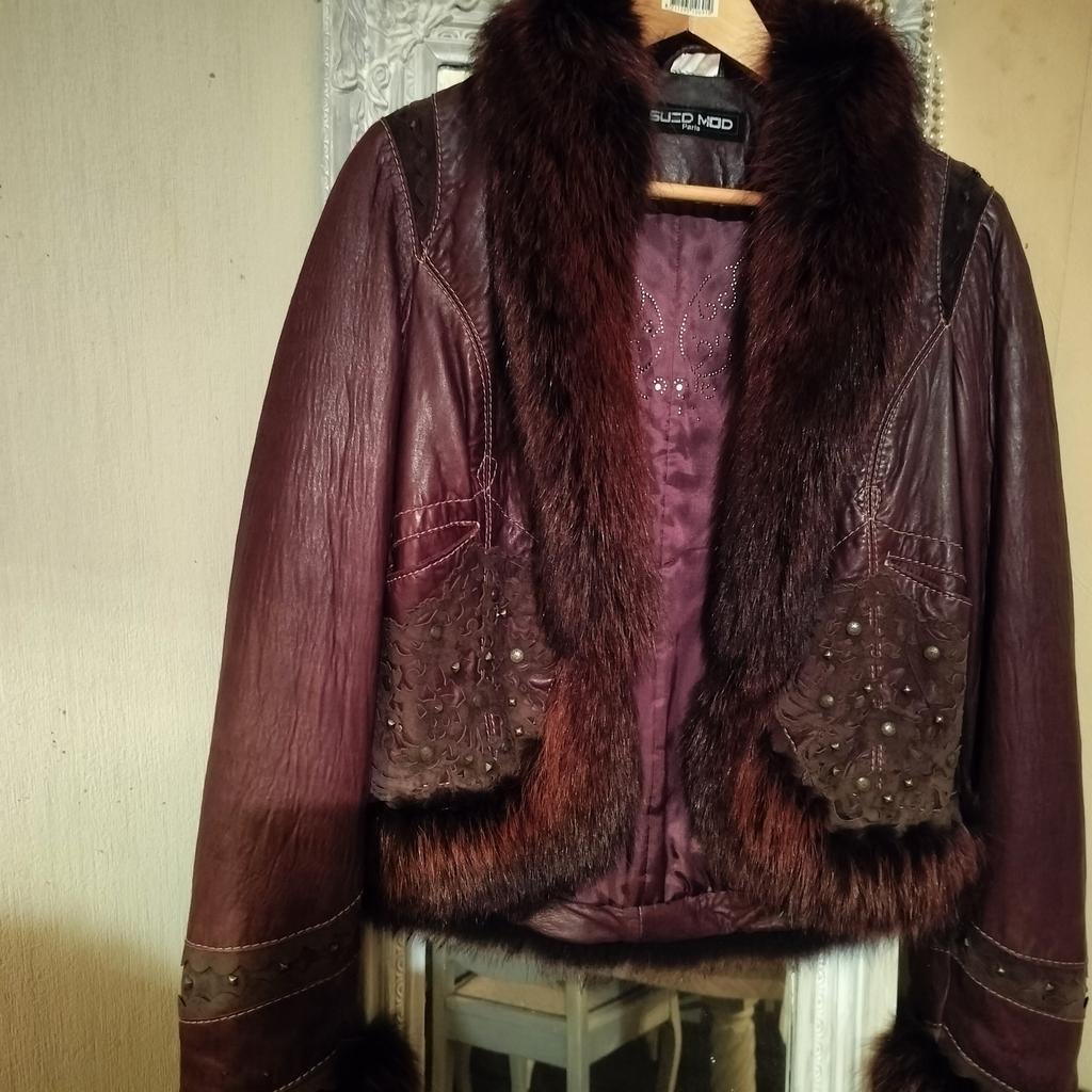 Leren jas met echte pels., Ophalen of Verzenden, Maat 38/40 (M)