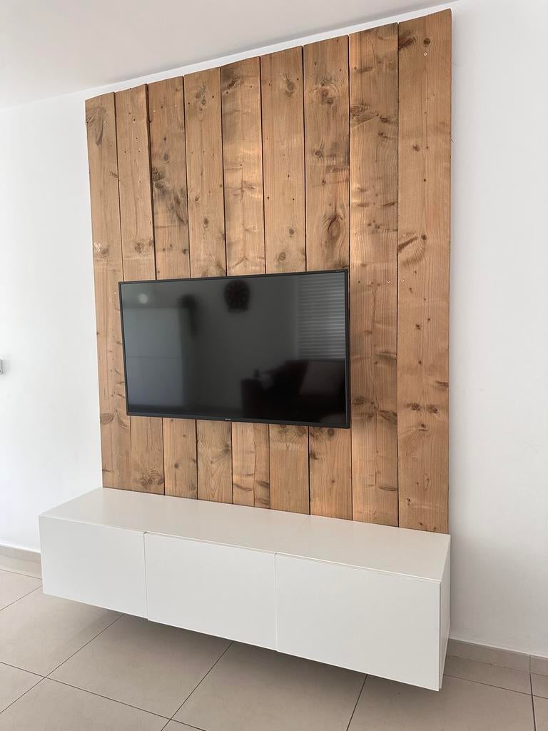 MODERNE TV-WAND + MEUBEL + TELEVISIE – COMPLETE SET, Huis en Inrichting, Ophalen, Zo goed als nieuw