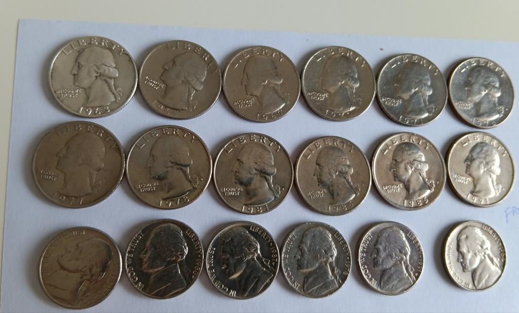 18 pièces dollar de  George Washington1963.1991., Timbres & Monnaies, Monnaies | Amérique, Enlèvement