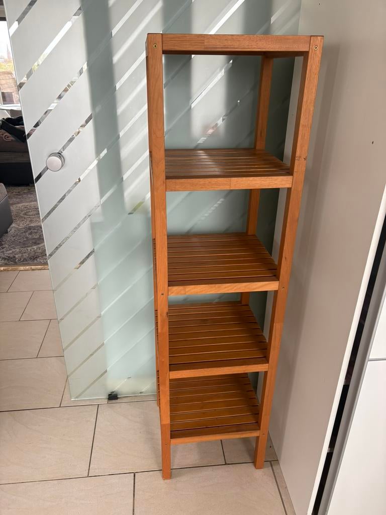 Mooi en stevig houten opbergrek te koop 140x37, Huis en Inrichting, Badkamer | Badkamermeubels, Ophalen, Nieuw