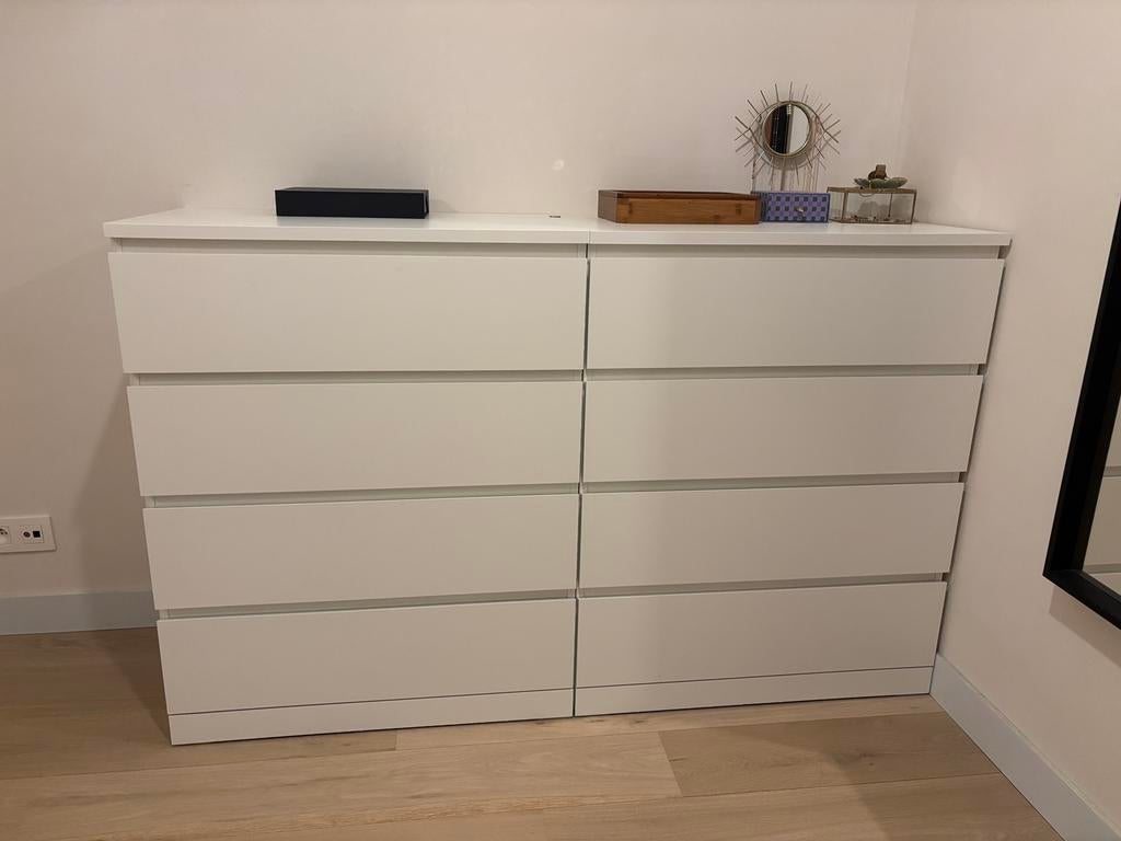 Malm, Ladekast met 4 lades, Ikea, Wit, Huis en Inrichting, Kasten | Ladekasten, Ophalen, Zo goed als nieuw