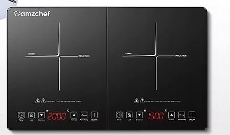 AMZCHEF 3500 W 2 pits Inductiekookplaat, Ophalen of Verzenden, Nieuw