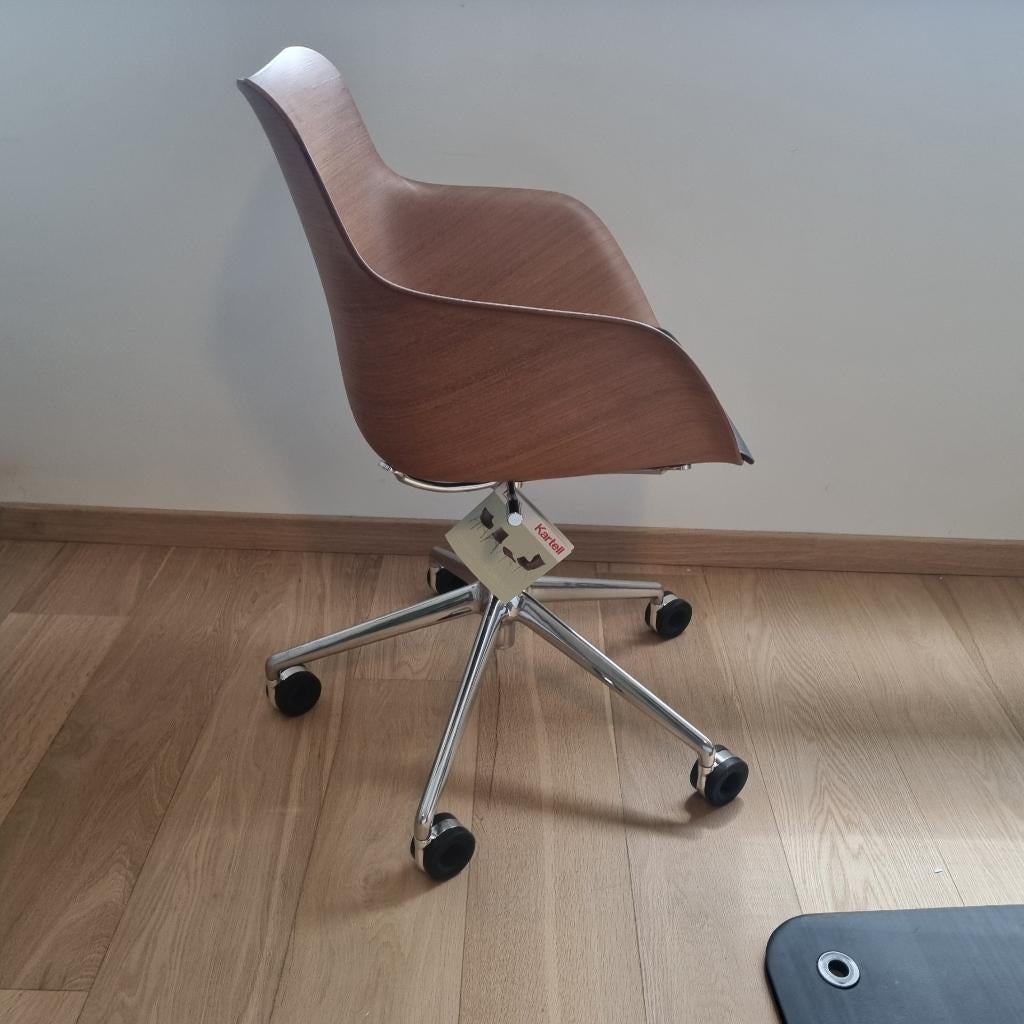 Kartell Q/Wood stoel, Huis en Inrichting, Stoelen, Zo goed als nieuw, Eén, Hout, Metaal, Bruin, Ophalen